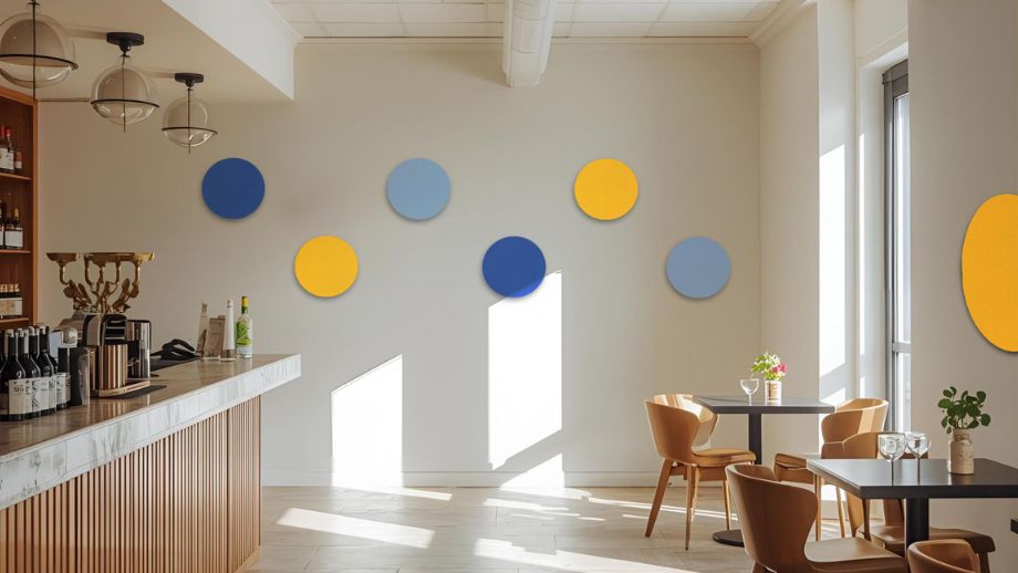 FELT Drops in sonnengelb, royalblau und himmelblau