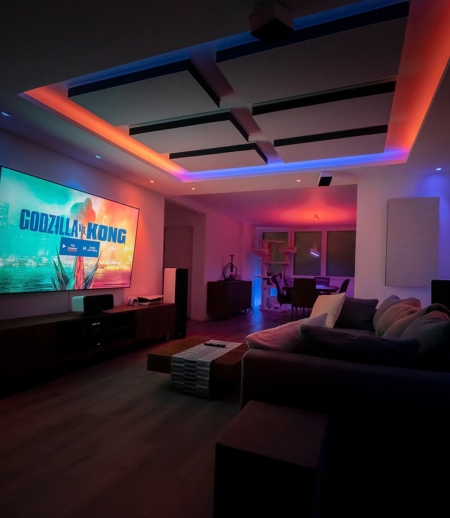 FELT Schallabsorber an der Decke im Heimkino
