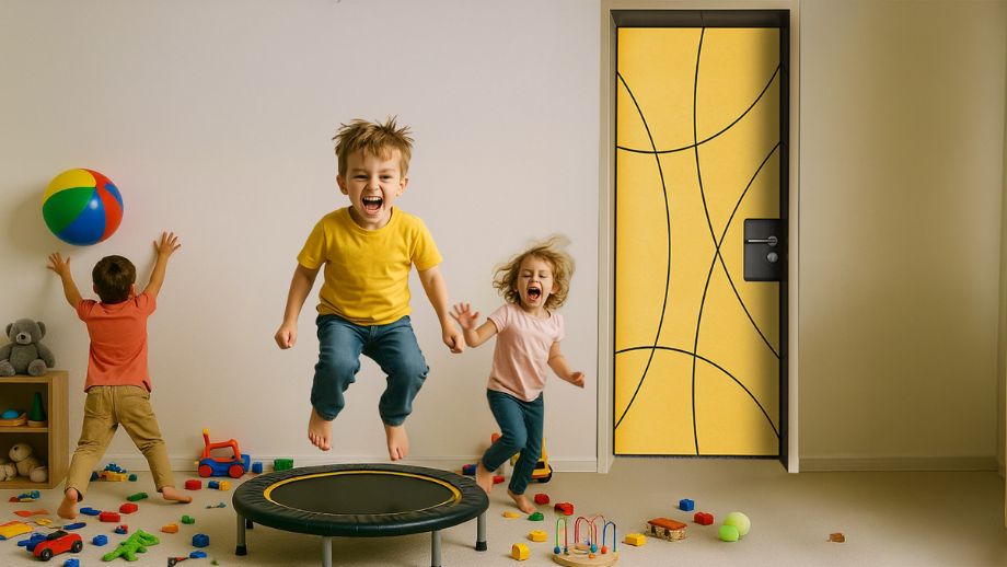 Schallabsorber an der Decke eines Kindergartens Schallabsorber an der Decke eines Kindergartens