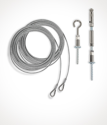 Seilsystem onestring/twostring aixFOAM Seilsystem onestring/twostring zur Montage von Schallabsorbern