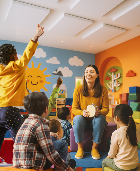Bilder der aixFOAM Schallabsorber in Kindergarten und Schule