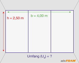 The wall surface is divided into three segments of equal size by two rolls.