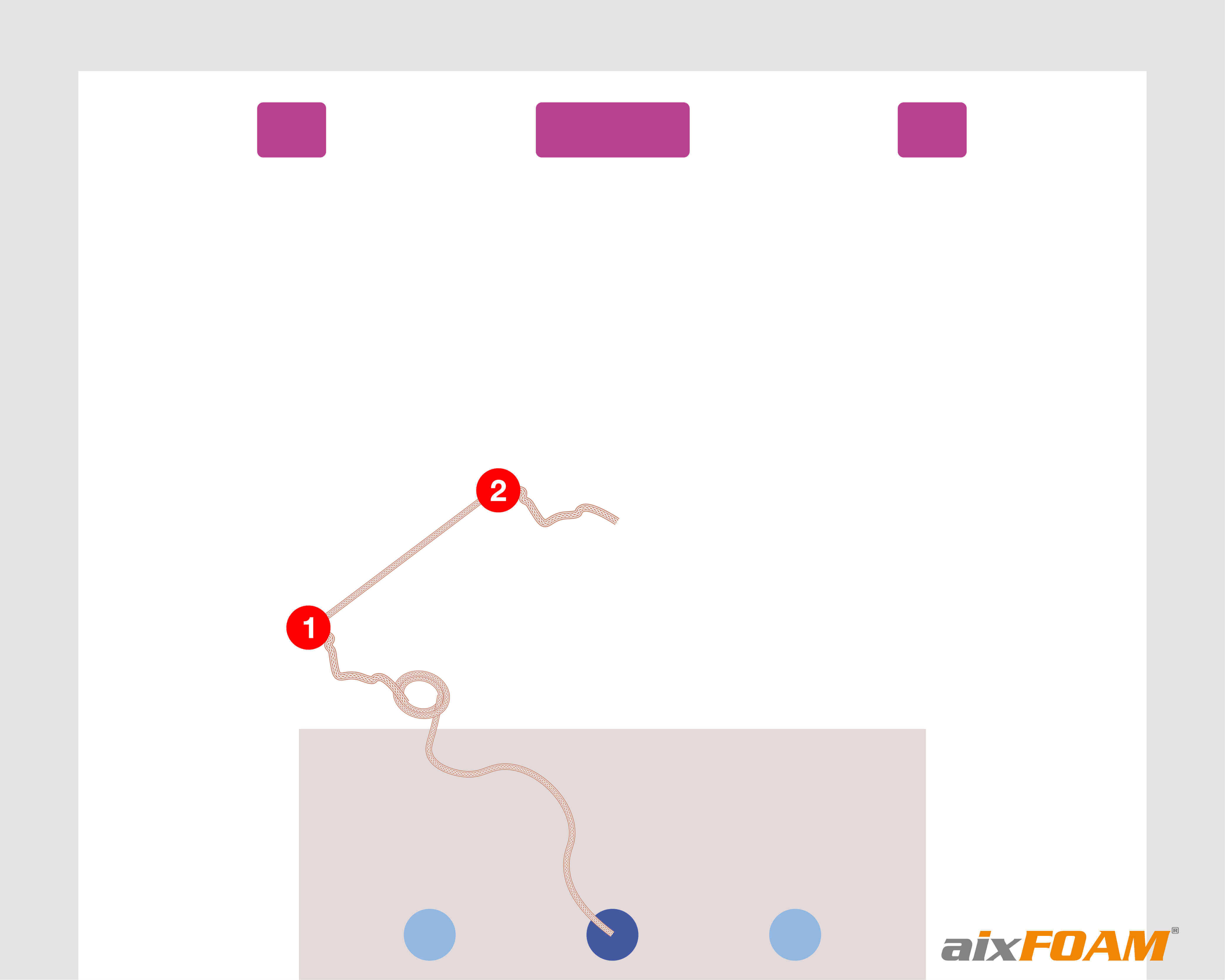 Step 2: Measure the previously determined distance that the reflected sound has travelled, starting at the first knot, also mark the location with knots