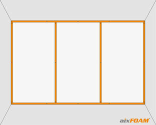 Square-profile baton as a frame construction with full-surface wall covering with partial segments