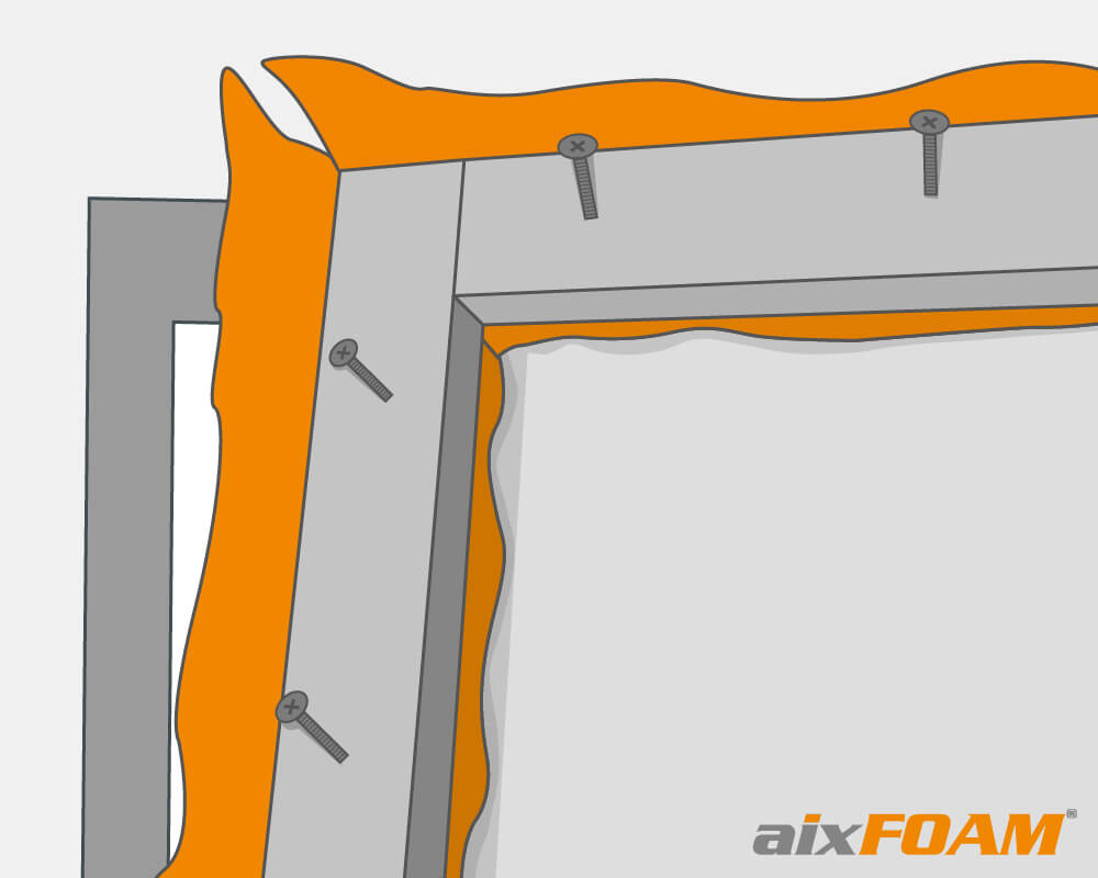 Sketch: Acoustic fabric under the frame construction made of square-profile batons