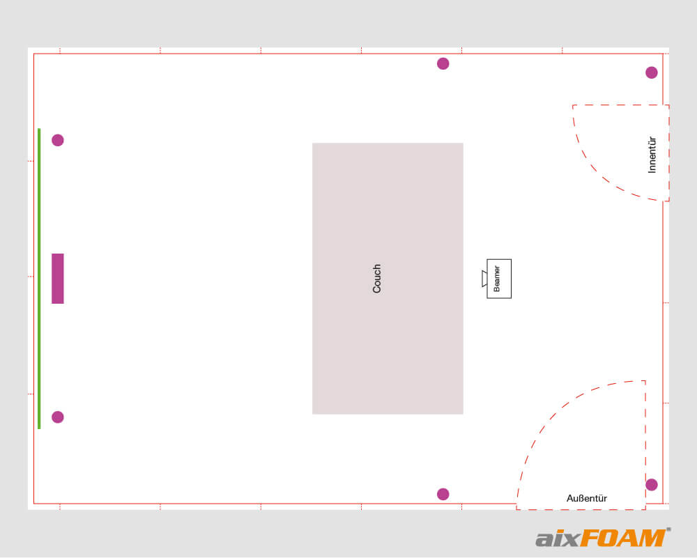 Floor plan with simple acoustic wall covering