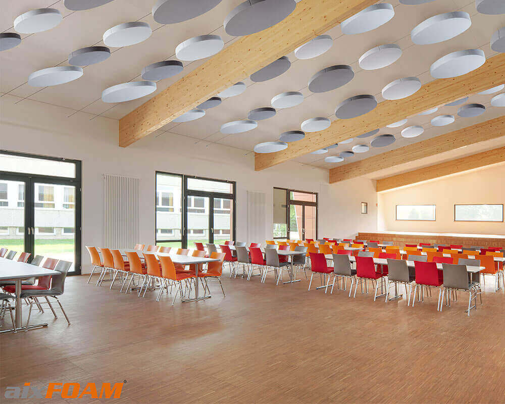 Plan acoustic treatment in a modern design with sound absorbers
