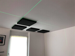 And then transfer of the planned arrangement to the ceiling using a laser level