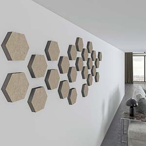Akustikelemente in Hexagon-Form zur kreativen Raumgestaltung